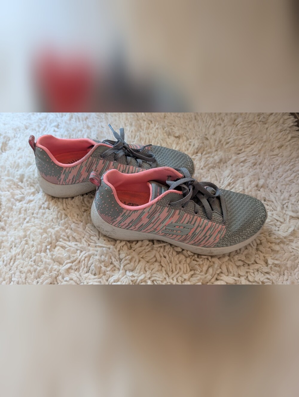 Skechers Women's Gray and Pink Memory Foam Sneakers